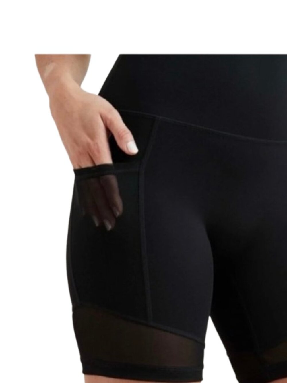 Women's M Aerie Mesh High Waisted Biker Shorts Chill. Play. Move. Black